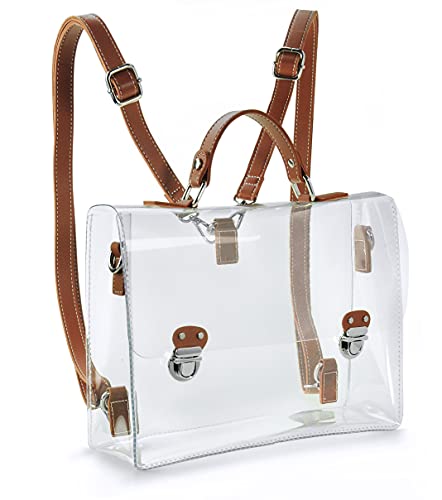 Convertible Clear PVC Backpack – Brown