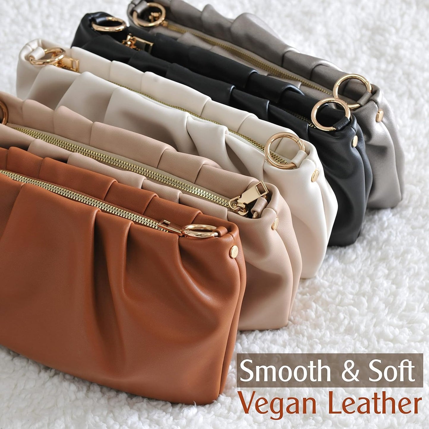 Ruched Shoulder Handbag - Nude - Hoxis Bags