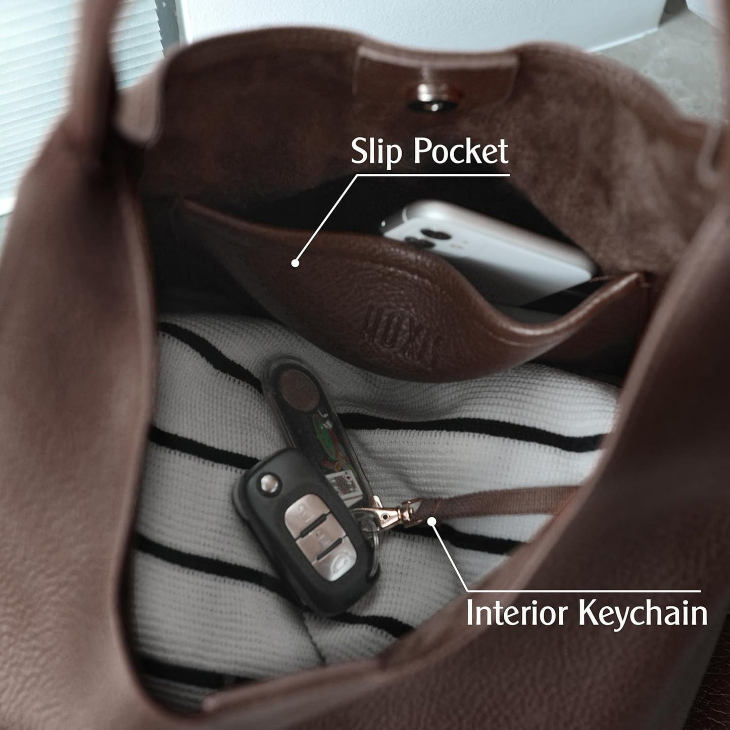 Soft Vegan Leather Hobo Bag for Women - Coffee - Hoxis Bags