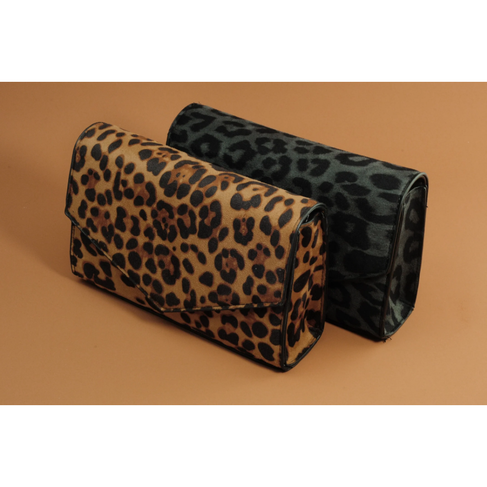 Leopard Print Envelope Evening Clutch - Hoxis Bags