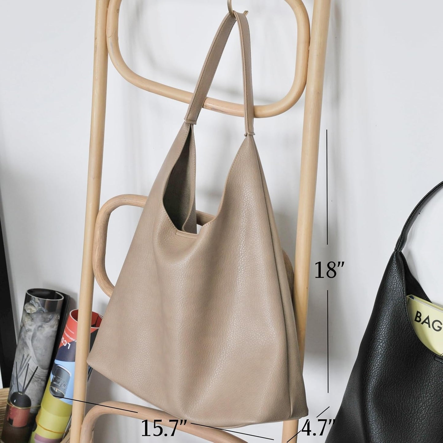 Soft Vegan Leather Hobo Bag for Women - Nude - Hoxis Bags