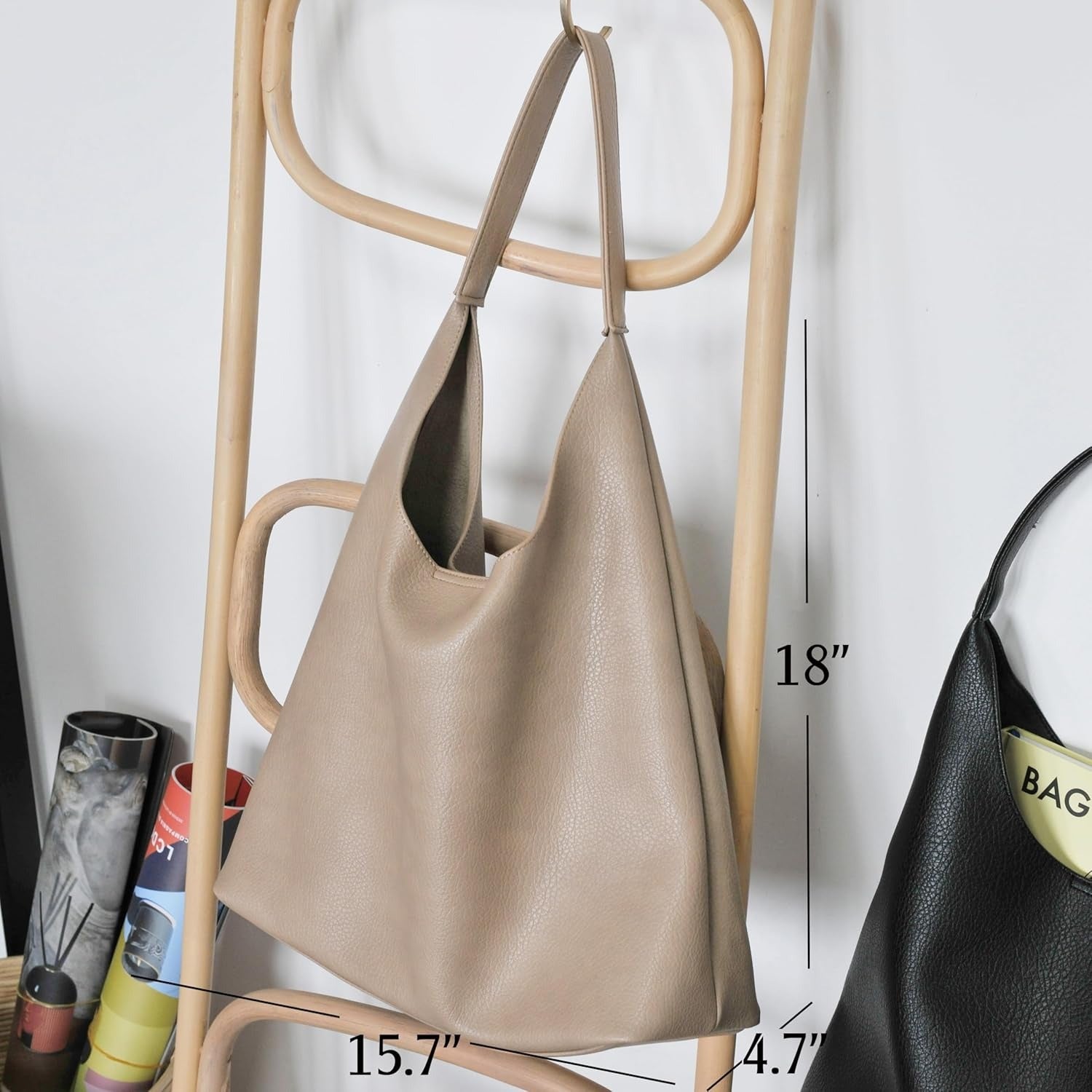 Soft Vegan Leather Hobo Bag for Women - Nude - Hoxis Bags