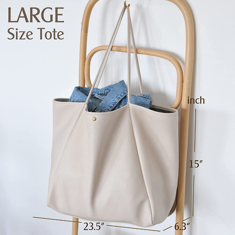 Oversize Vegan Leather Tote Women Weekender Bag Shopper Handbag Travel Purse - Hoxis Bags