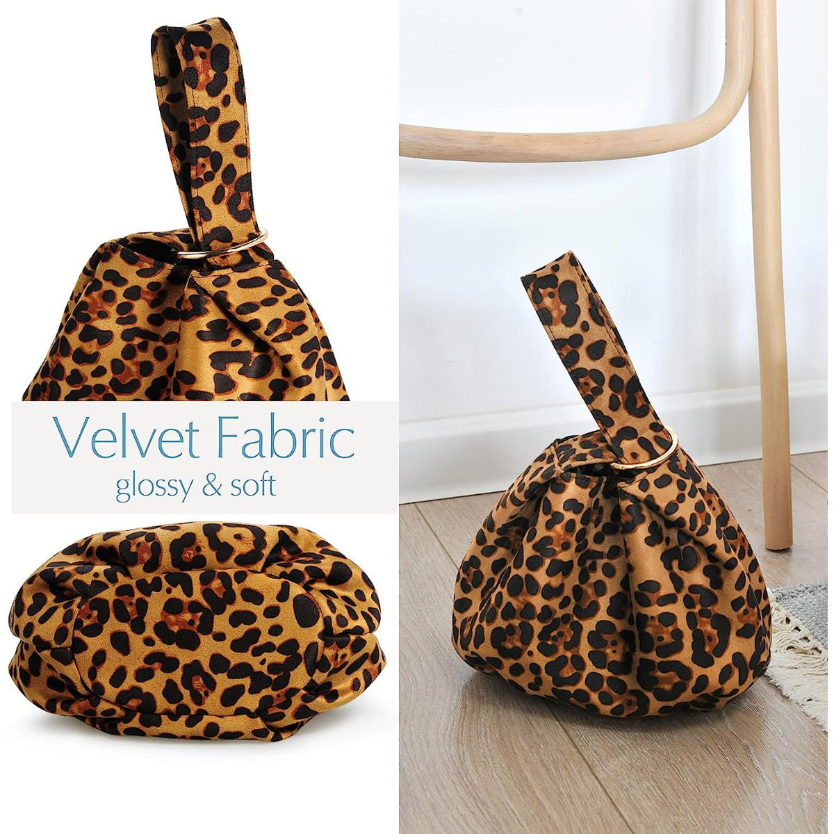 Women Clutch Velvet Top Handle Bag Wristlet Small Tote Purse - Hoxis Bags