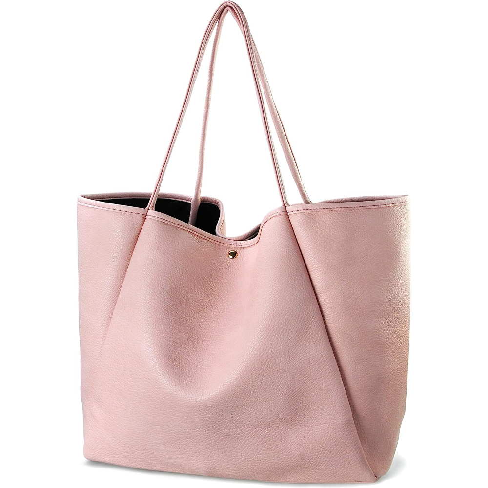 Oversize Vegan Leather Tote Women Weekender Bag Shopper Handbag Travel Purse - Hoxis Bags