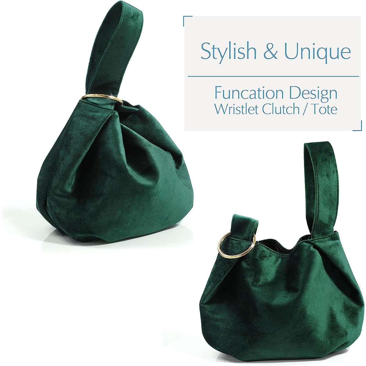 Women Clutch Velvet Top Handle Bag Wristlet Small Tote Purse - Hoxis Bags