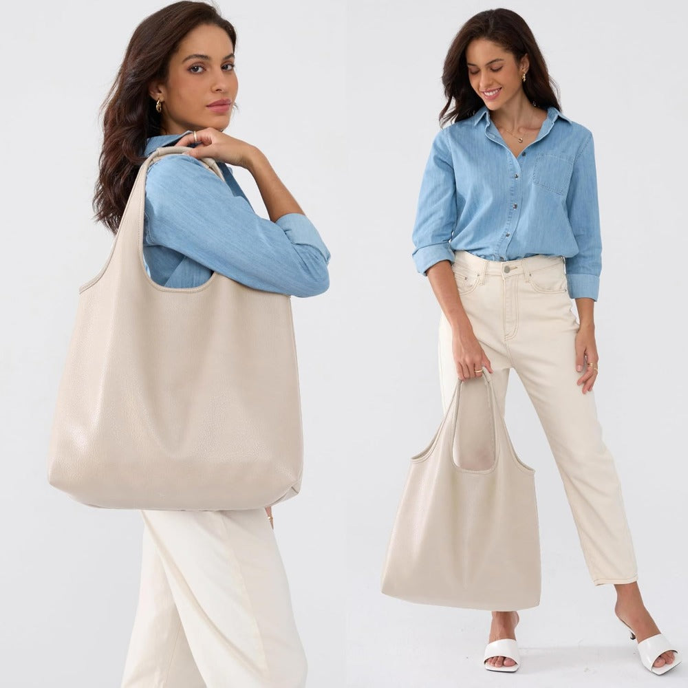 Women's Hobo Bag Soft Vegan Leather Tote - Hoxis Bags
