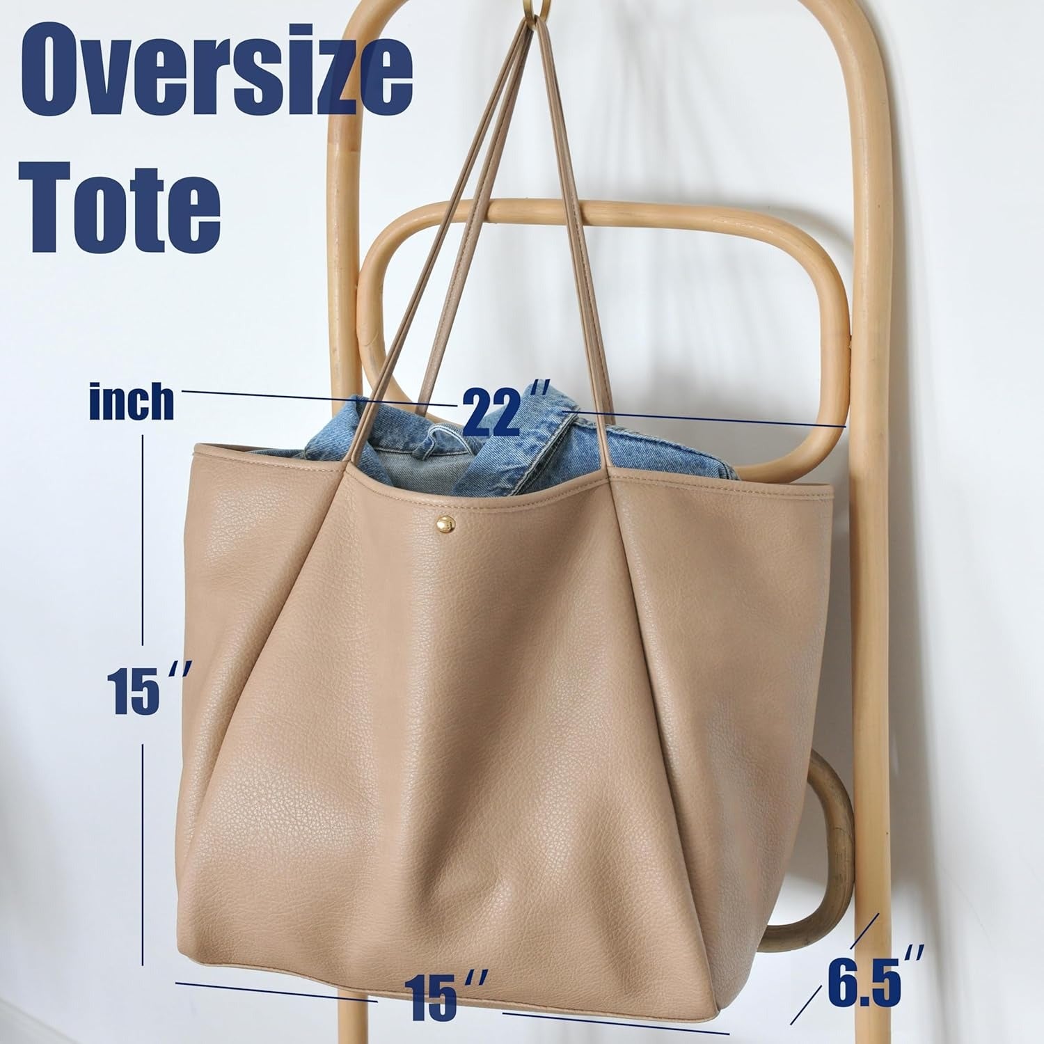 Oversized Vegan Leather Tote Women's Travel Bag - Nude – Hoxis