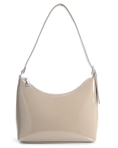 HOXIS Minimalist Faux Patent Leather Shoulder Bag Shiny Women Purse Y2K Style
