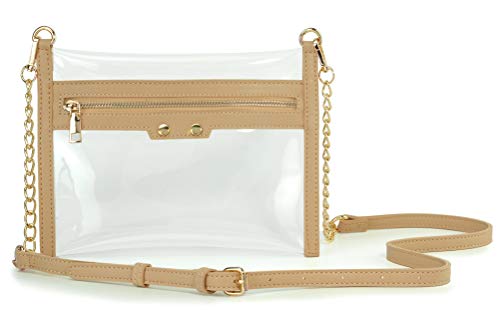 Clear Zip Wristlet & Chain Crossbody Bag – Pink