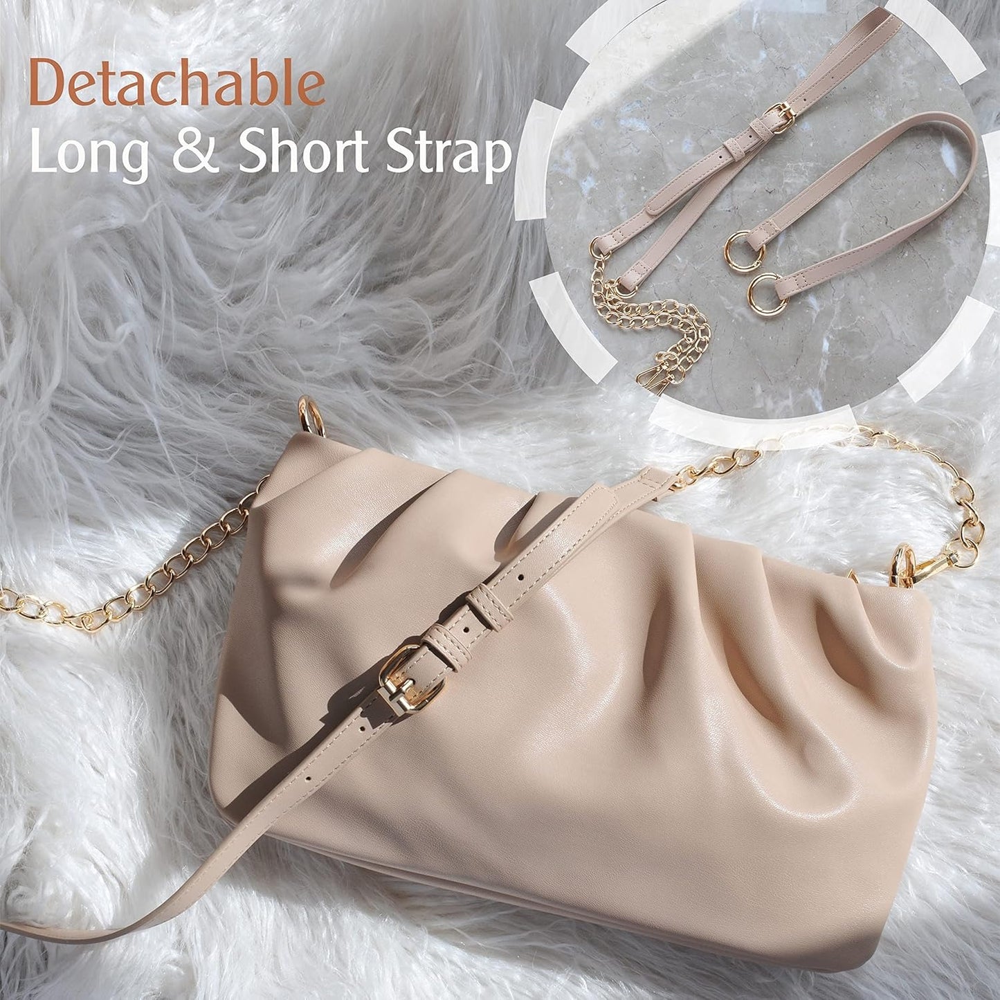 Women Ruched Shoulder Handbag - Hoxis Bags