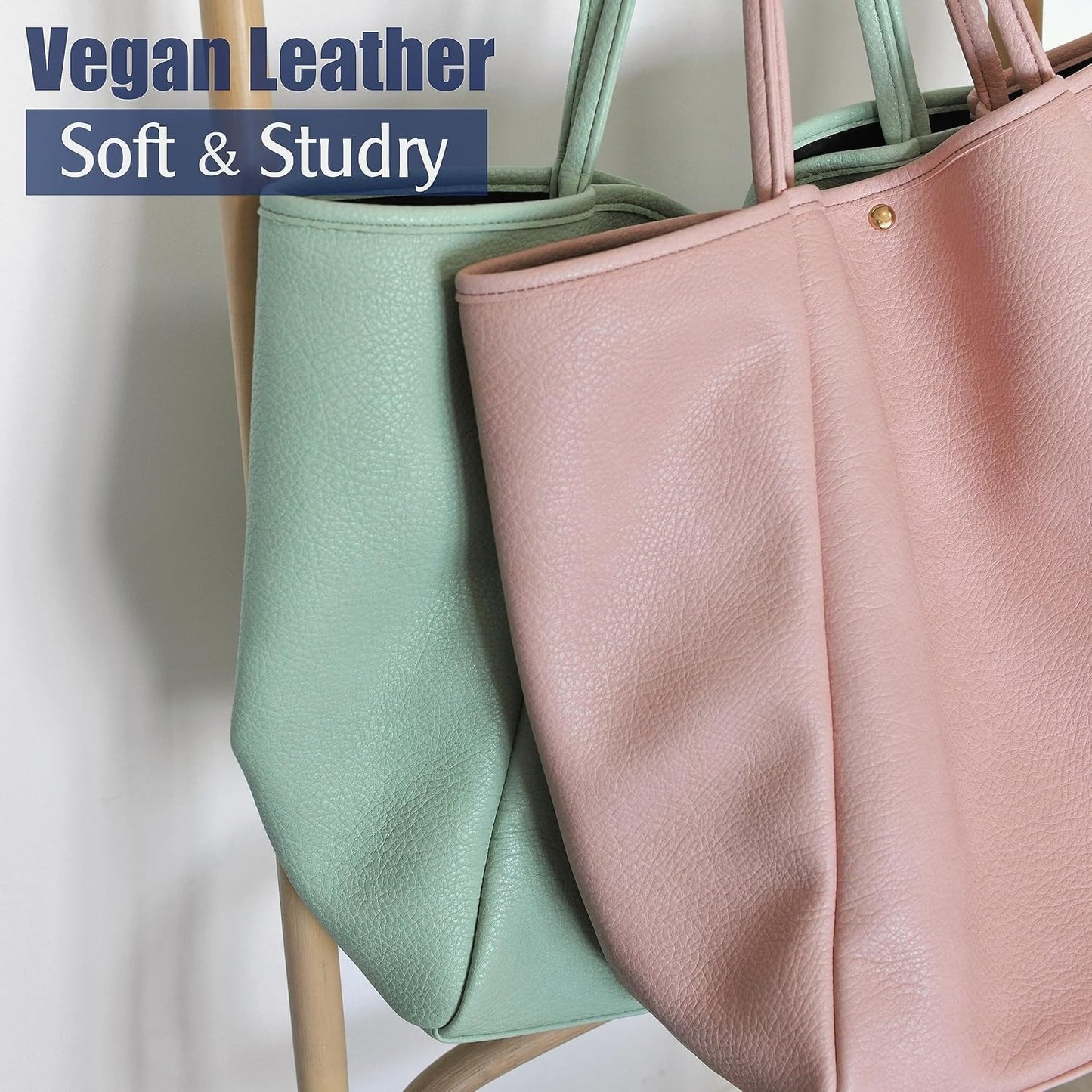 Oversized Vegan Leather Tote Women's Travel Bag - Pink - Hoxis Bags