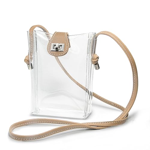 Small Clear Turn-Lock Phone Bag – Nude