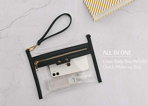 Clear Zip Wristlet & Chain Crossbody Bag
