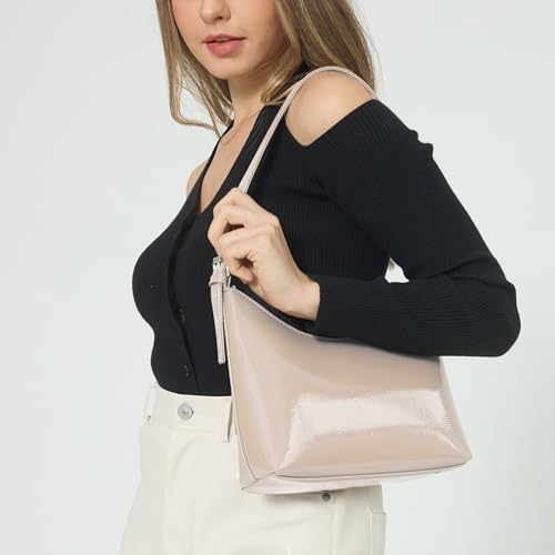 HOXIS Minimalist Faux Patent Leather Shoulder Bag Shiny Women Purse Y2K Style product image