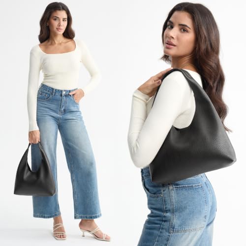 Slouchy Faux Leather Hobo Bag for Women, Soft Tote Small Purse with Magnetic Pocket product image