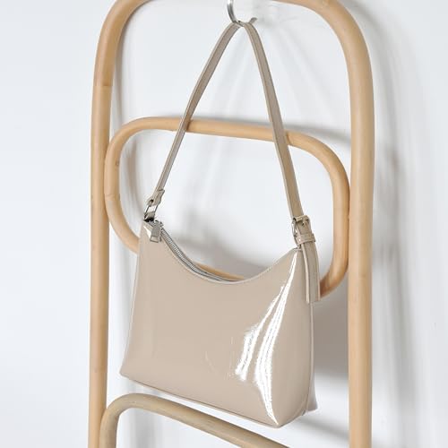 HOXIS Minimalist Faux Patent Leather Shoulder Bag Shiny Women Purse Y2K Style product image
