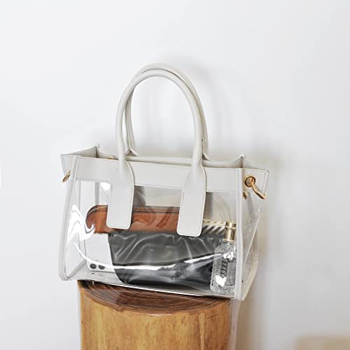 Clear Satchel with Vegan Leather Trim