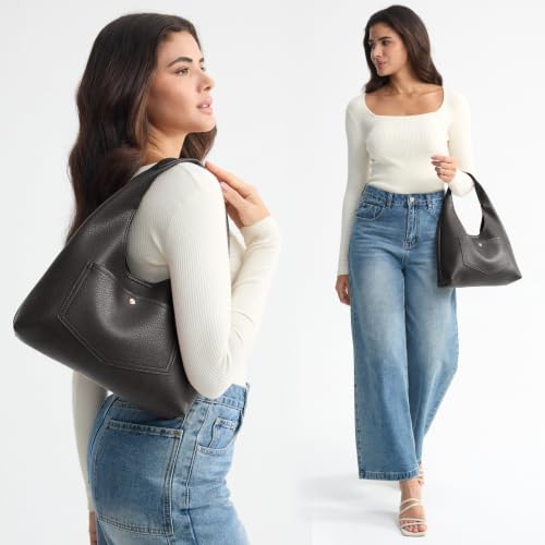 Slouchy Faux Leather Hobo Bag for Women, Soft Tote Small Purse with Magnetic Pocket product image