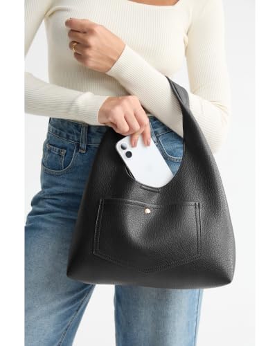 Slouchy Faux Leather Hobo Bag for Women, Soft Tote Small Purse with Magnetic Pocket product image