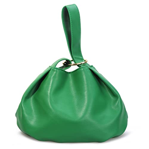 Women's Clutch Soft Vegan Leather Hobo Top Handle Bag Small Tote Purse - Green