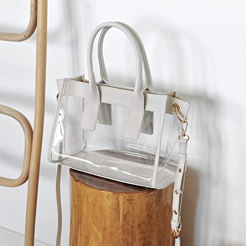 Clear Satchel with Vegan Leather Trim