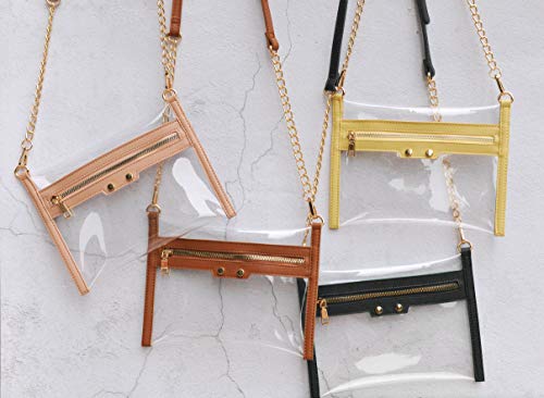 Clear Zip Wristlet & Chain Crossbody Bag