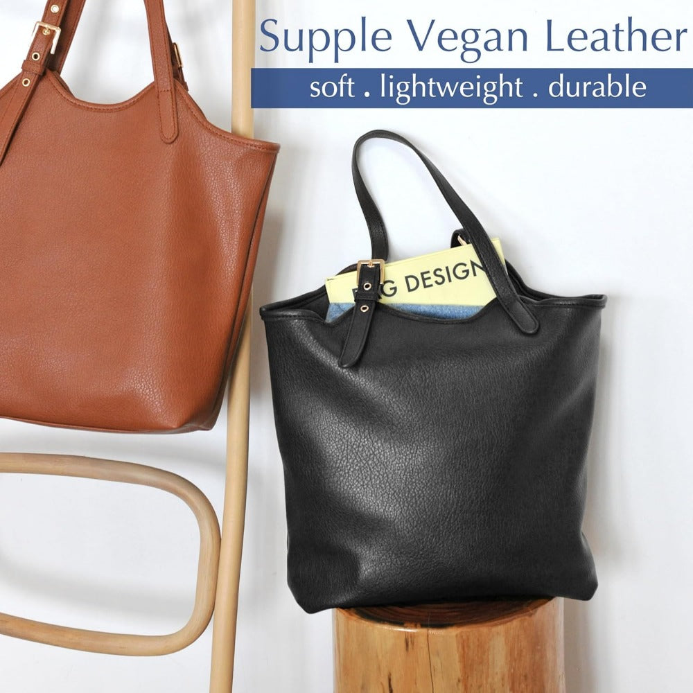 Tote Bag for Women with Adjustable Handles Soft Vegan Leather Tote