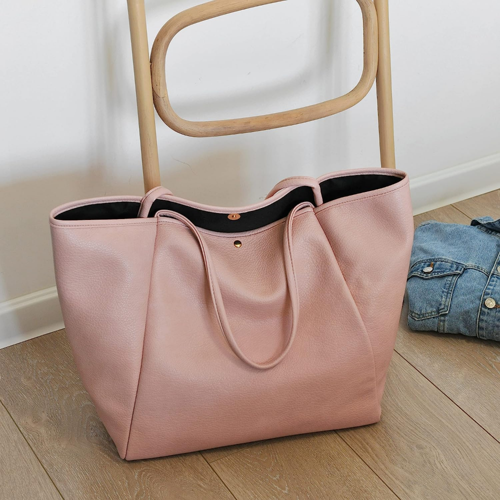 Oversize Vegan Leather Tote Women Weekender Bag Shopper Handbag Travel Purse - Hoxis Bags