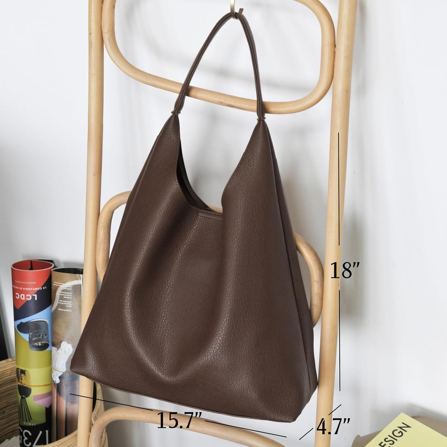 Soft Vegan Leather Hobo Bag for Women - Coffee - Hoxis Bags