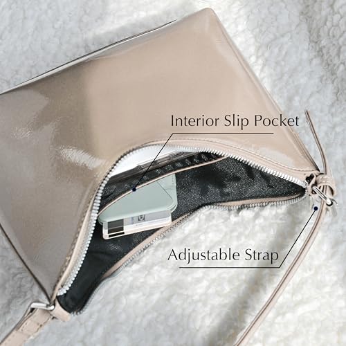 HOXIS Minimalist Faux Patent Leather Shoulder Bag Shiny Women Purse Y2K Style product image