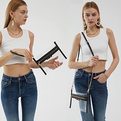 Clear Zip Wristlet & Chain Crossbody Bag