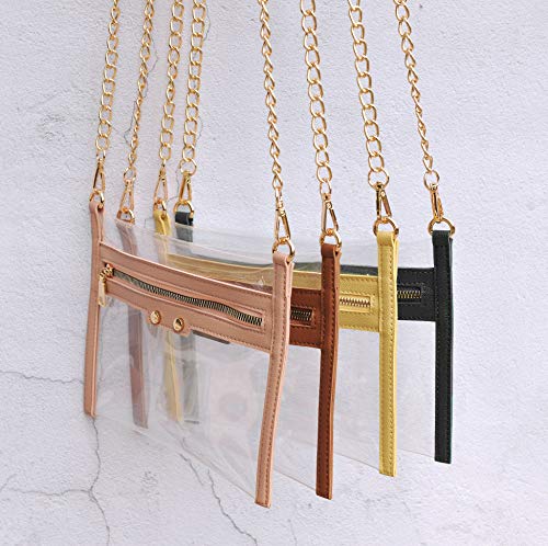 Clear Zip Wristlet & Chain Crossbody Bag