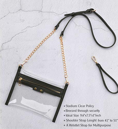 Clear Zip Wristlet & Chain Crossbody Bag