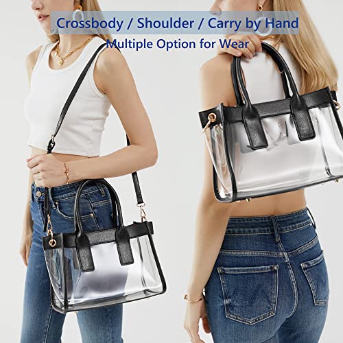 Clear Satchel with Vegan Leather Trim