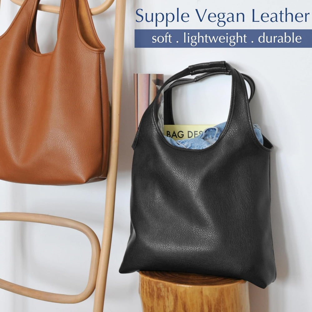 Women's Hobo Bag Soft Vegan Leather Tote - Hoxis Bags