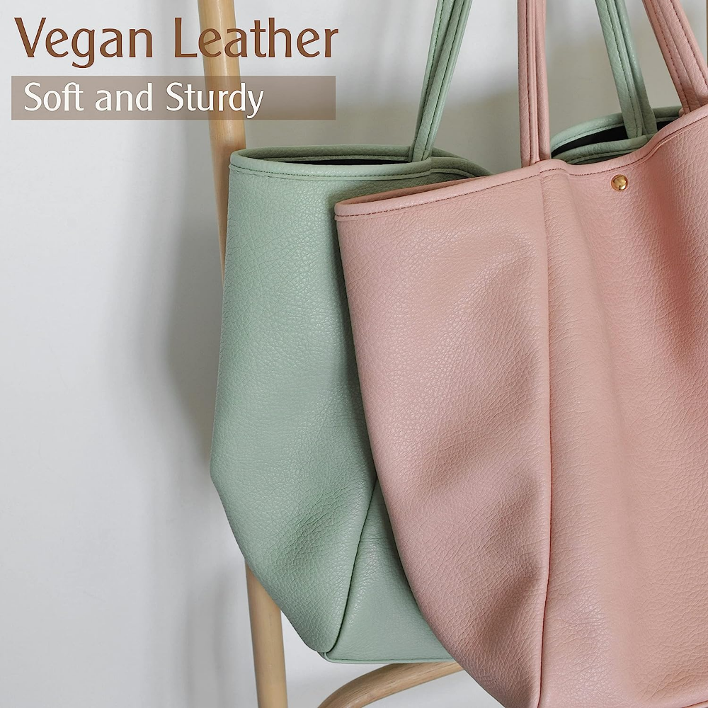 Oversize Vegan Leather Tote Women Weekender Bag Shopper Handbag Travel Purse - Hoxis Bags