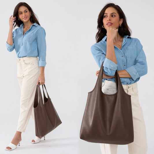 Women's Hobo Bag Soft Vegan Leather Tote - Hoxis Bags