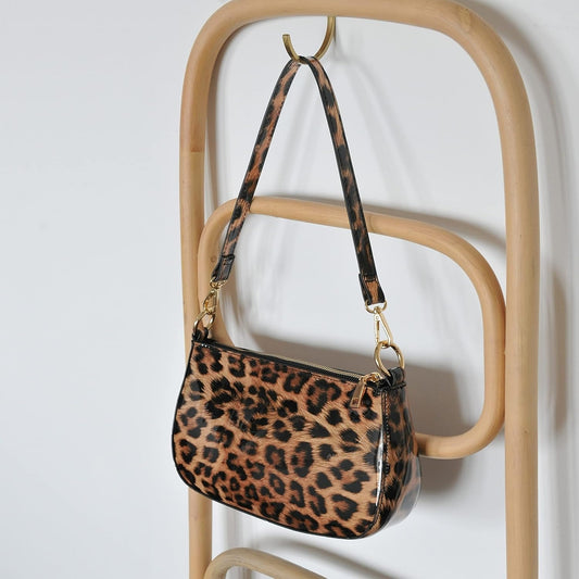 Leopard 90s Women Shoulder Bag Glossy Patent Leather Crossbody Bag - Hoxis Bags