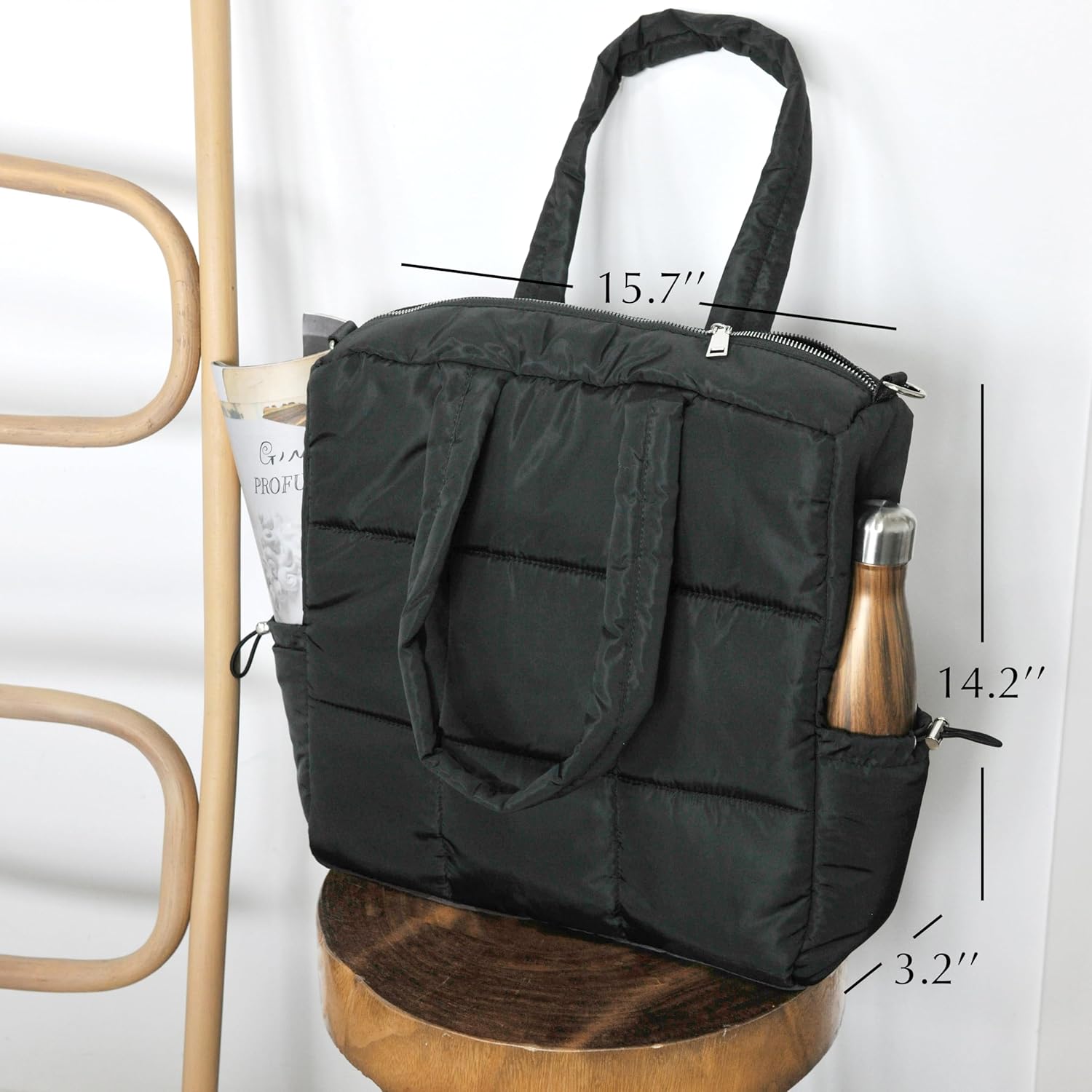 Women's Puffer Quilted Tote Bag - Hoxis Bags