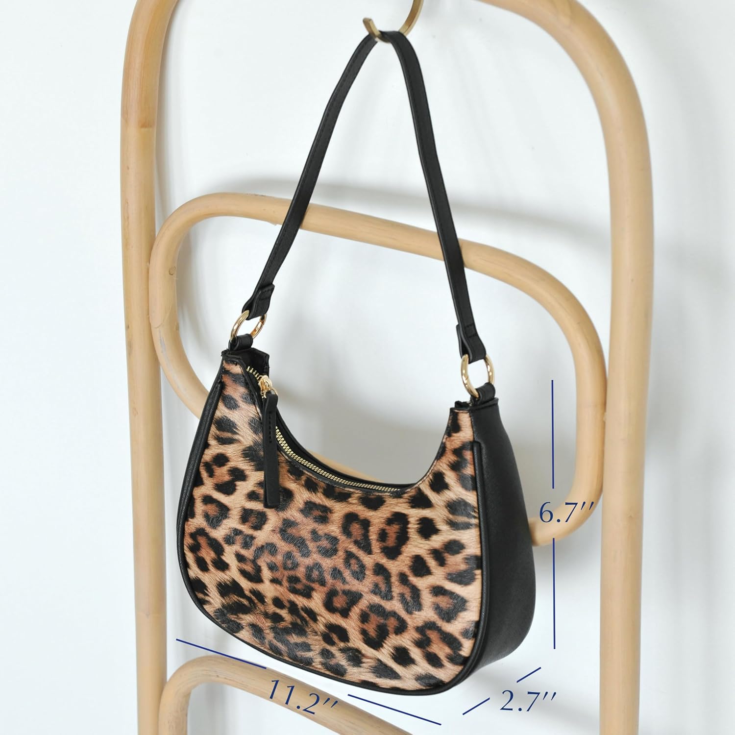 Crescent Shoulder Bag for Women Leopard Print - Hoxis Bags