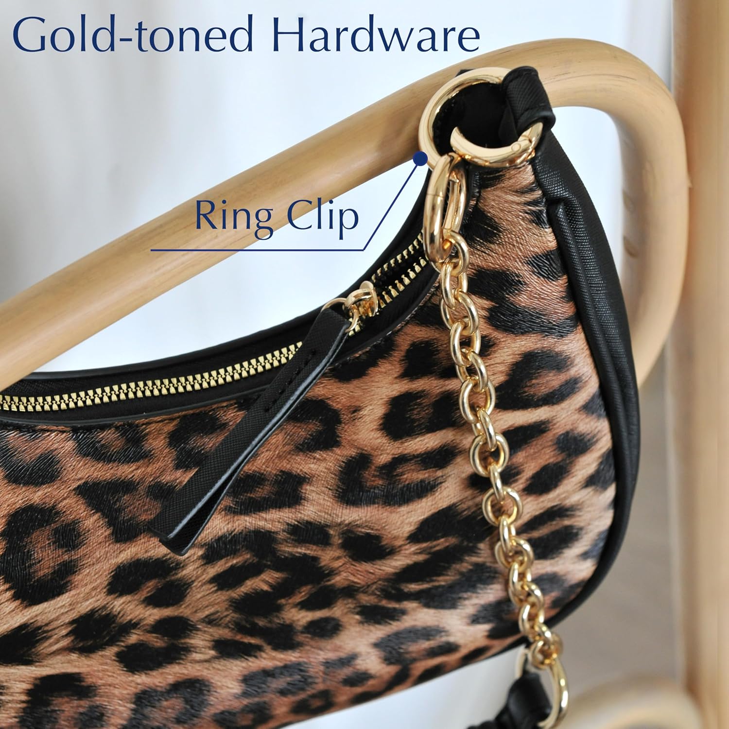 Crescent Shoulder Bag for Women Leopard Print - Hoxis Bags