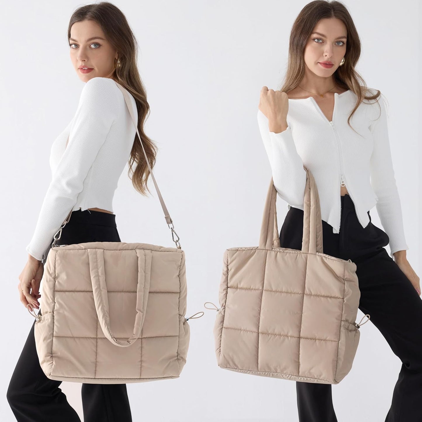 Women's Puffer Quilted Tote Bag - Hoxis Bags