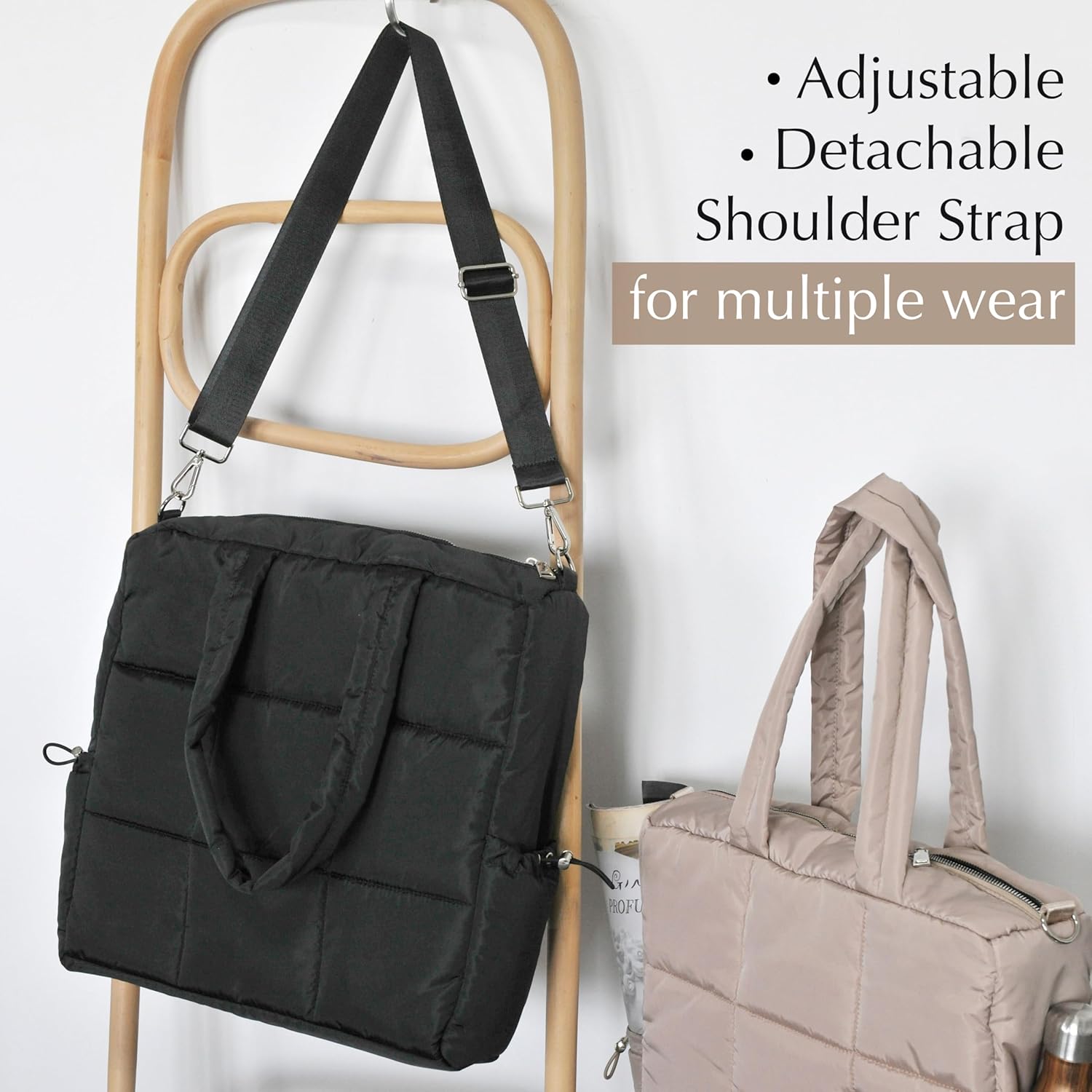Women's Puffer Quilted Tote Bag - Hoxis Bags