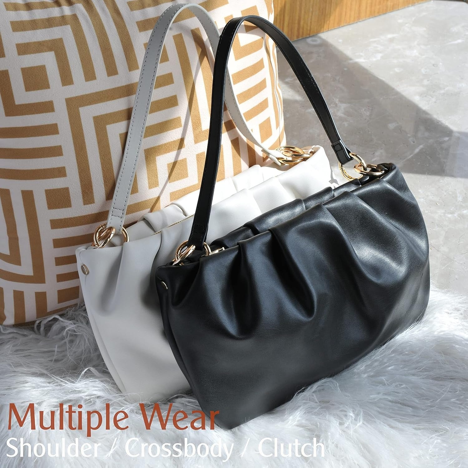 Women Ruched Shoulder Handbag - Hoxis Bags