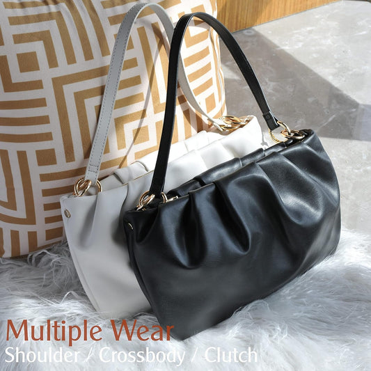Women Ruched Shoulder Handbag - Hoxis Bags