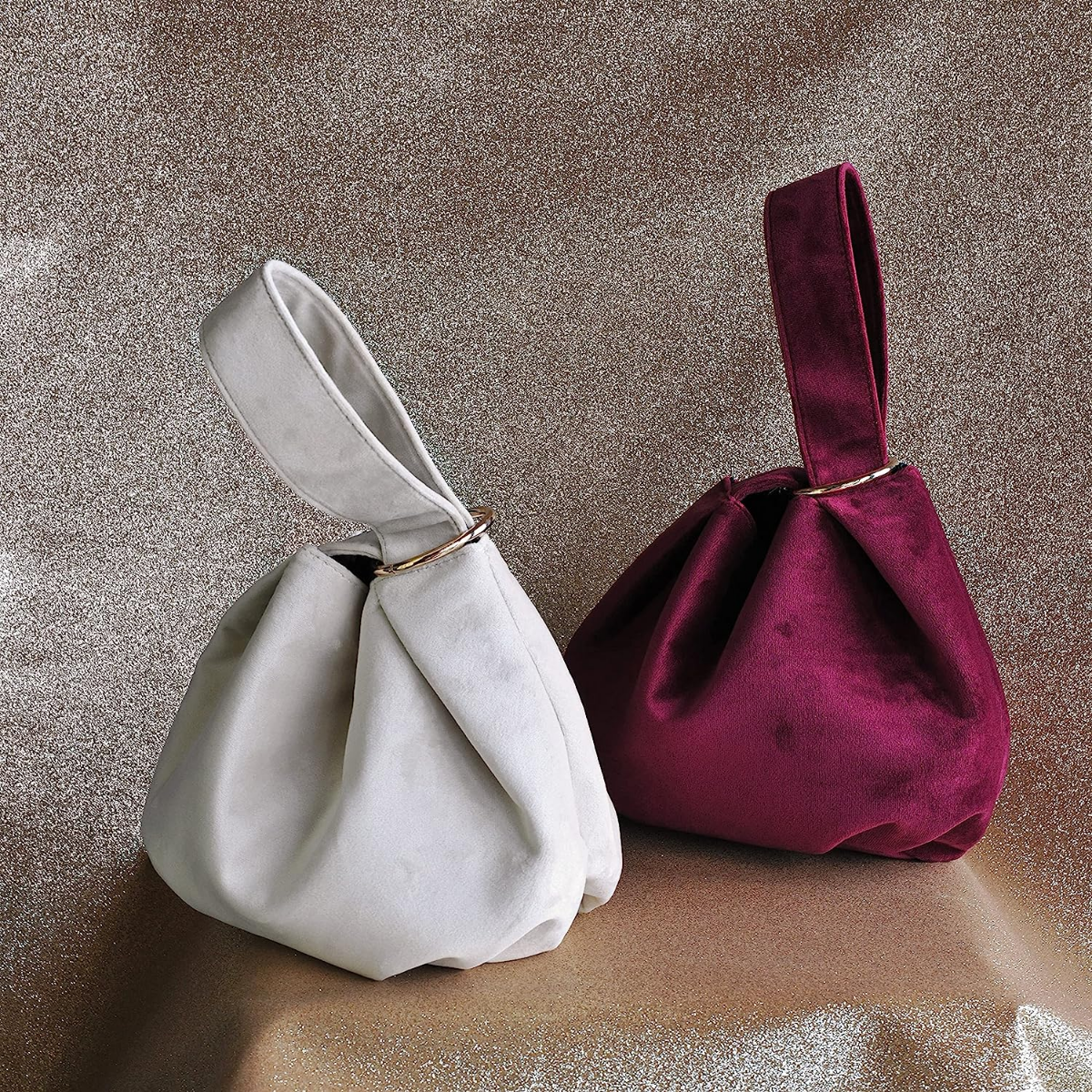 Women Clutch Velvet Top Handle Bag Wristlet Small Tote Purse - Hoxis Bags