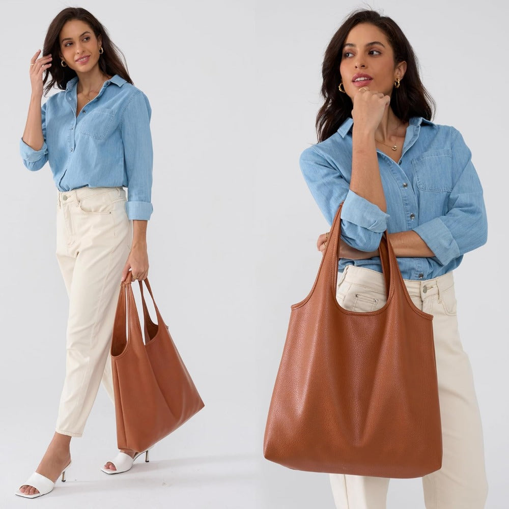 Women's Hobo Bag Soft Vegan Leather Tote - Hoxis Bags