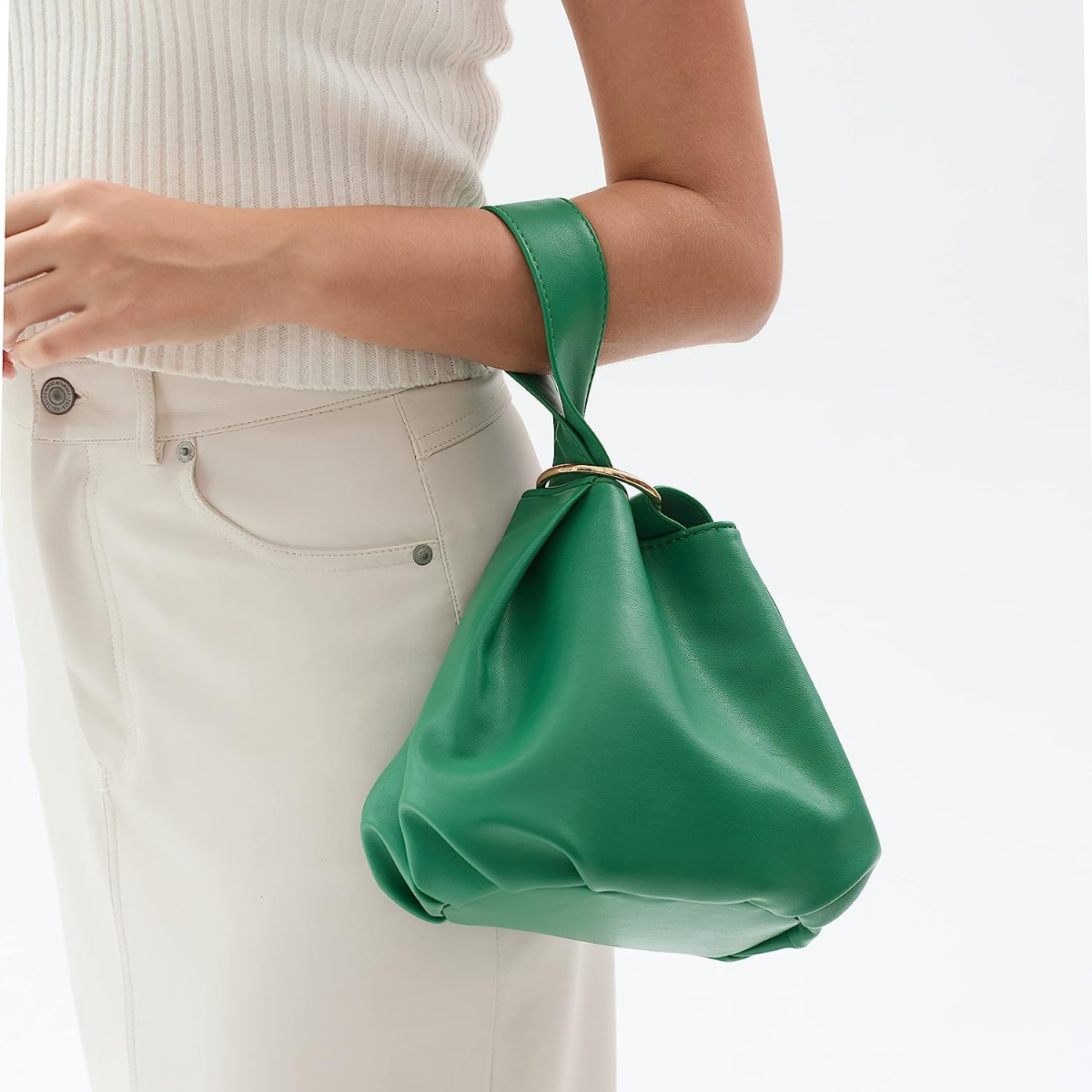 Women's Clutch Soft Vegan Leather Hobo Top Handle Bag Small Tote Purse - Hoxis Bags