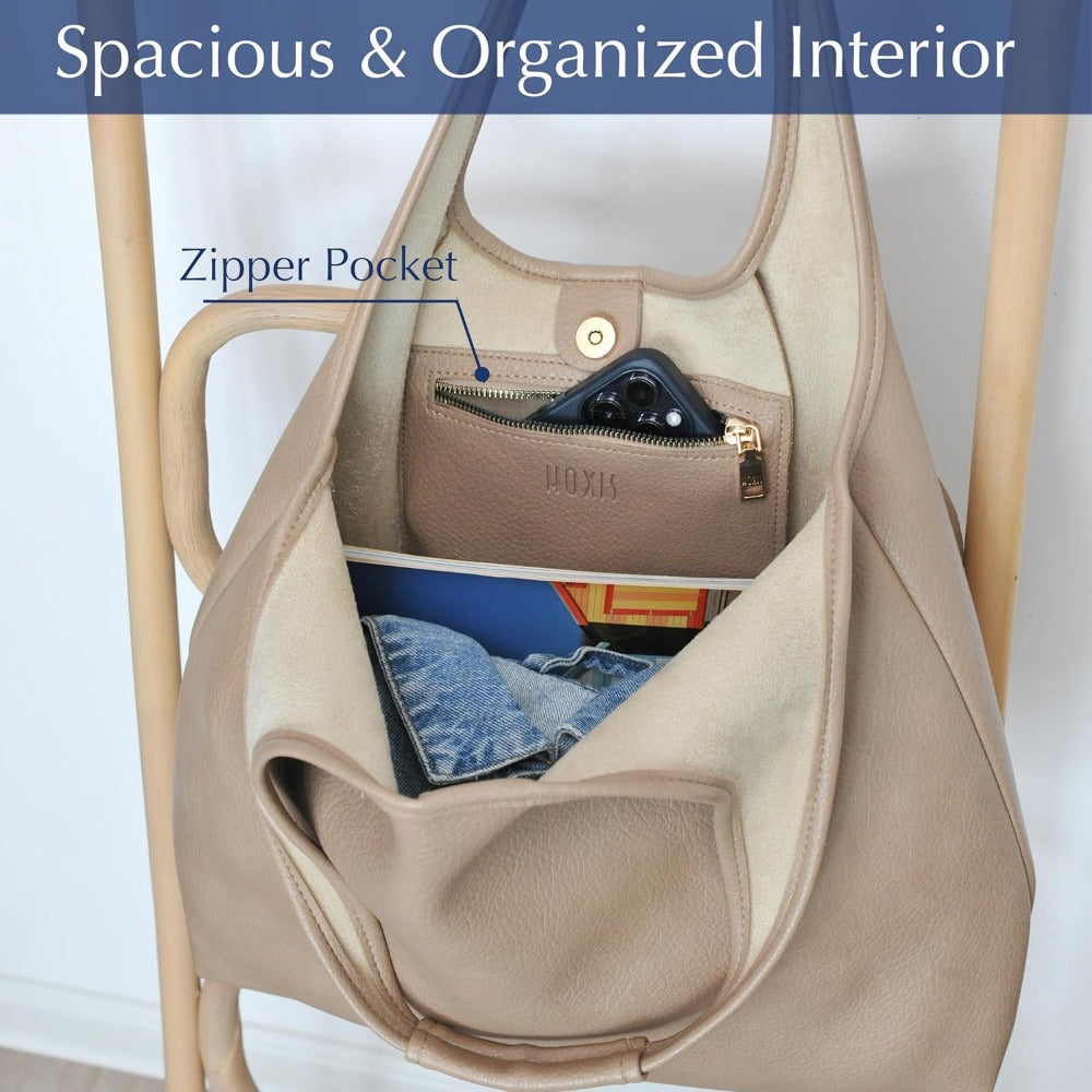 Women's Hobo Bag Soft Vegan Leather Tote - Hoxis Bags
